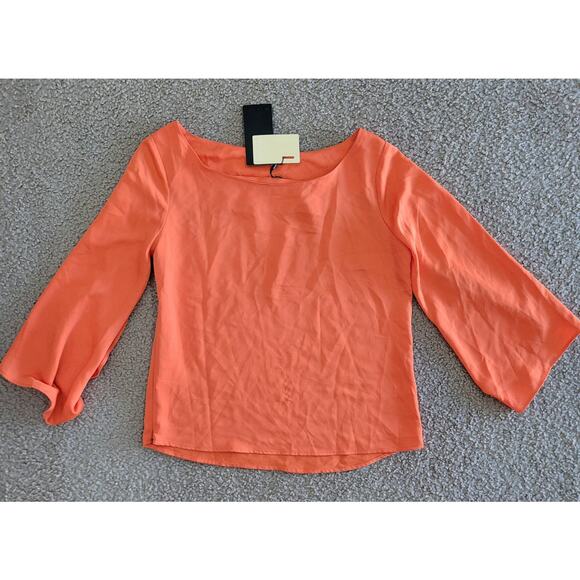 NWT Alberto Makali New York Women's‎ Orange Split Sleeve Blouse. Size M - Picture 1 of 11